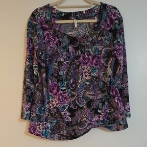 Passport Multicolor Floral Paisley Blouse